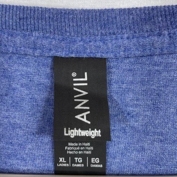 Anvil Women XL‎ Lightweight Soft Cotton Blend Blue hey honey T-Shirt NWOT - Picture 4 of 8